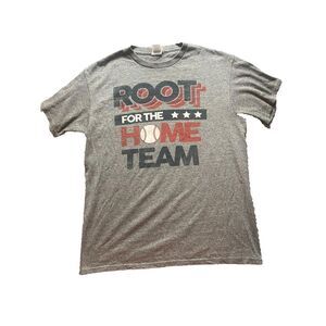 VTG Baseball Shirt Adult Medium Gray Root‎ For The Home Team Sportswear 90s Mens